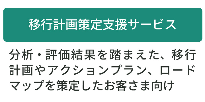 移行計画策定支援サービス:分析・評価結果を踏まえた、移行計画やアクションプラン、ロードマップを策定したいお客さまに