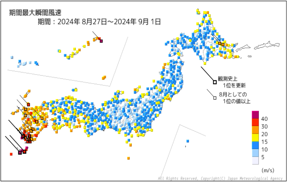 【図4】期間最大瞬間風速