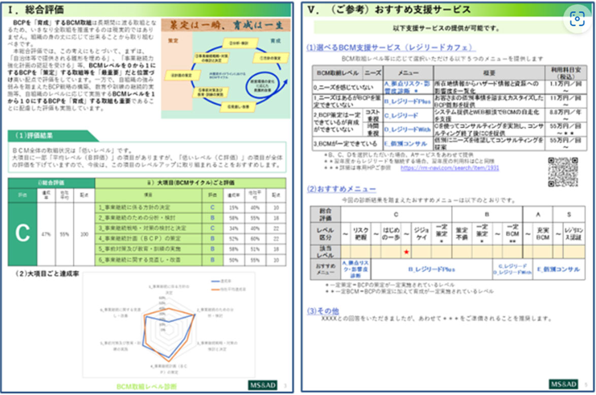 「BCM取組レベル診断」レポートイメージ