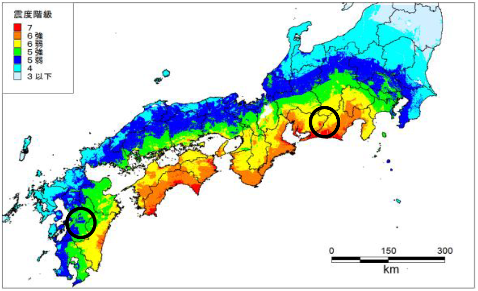 前回の震度の最大値の分布