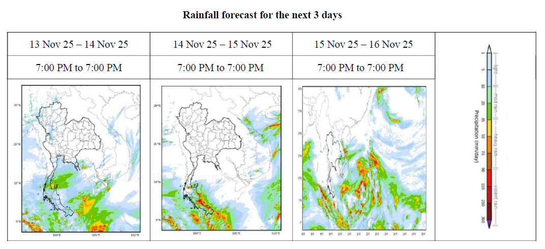Rainfall forecast for the next 3 days