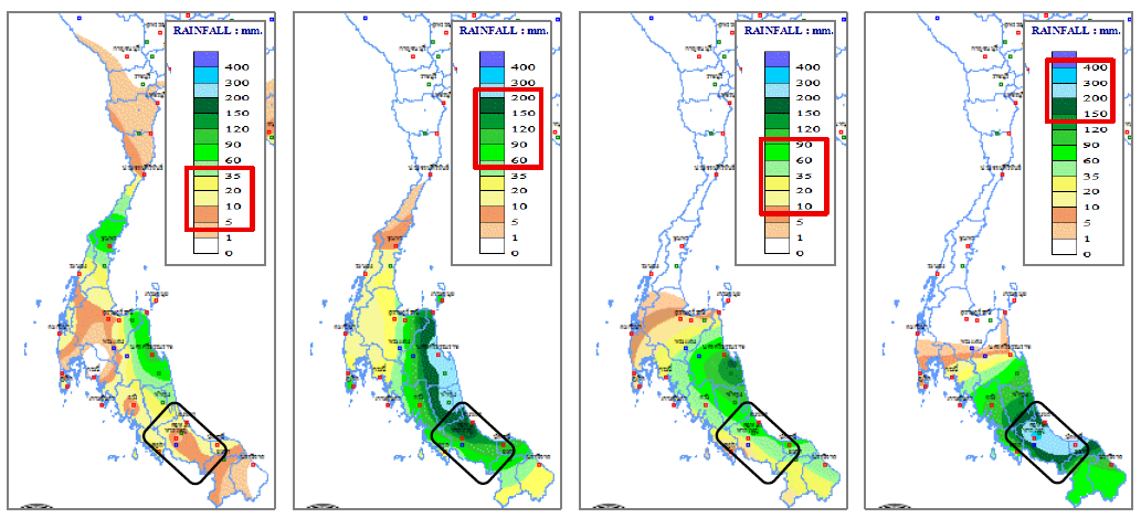 1日の降雨量(タイ南部)