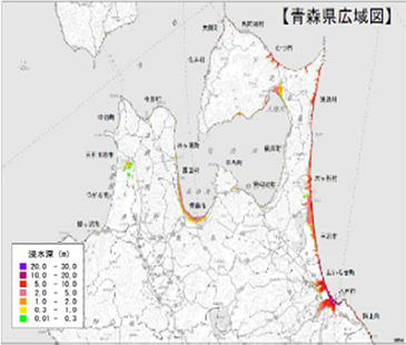 津波浸水分布例（青森県）