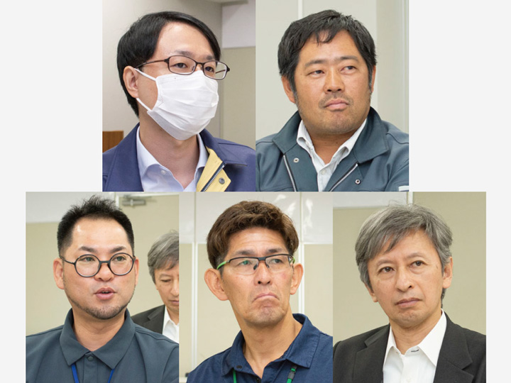 インタビューに答えていただいたいわき市役所の皆さま。左上から時計回りに、危機管理部危機管理課・遠藤比咲晃氏、本田良輔係長、財政部税務課・新妻浩係長、財政部資産税課・菊地吉信係長、・鈴木武史氏