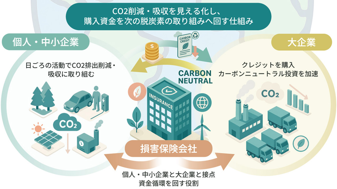 三井住友海上のJ-クレジット創出・販売事業による資金循環のイメージ