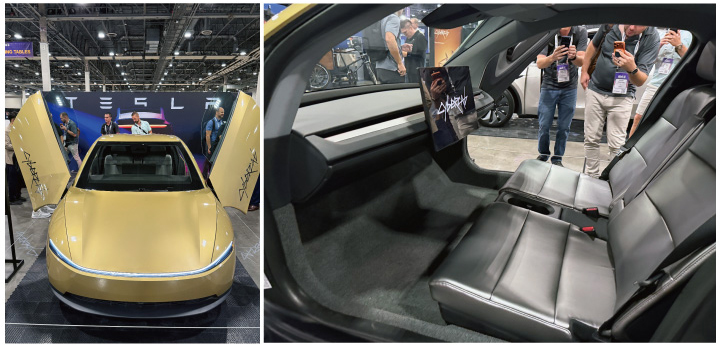 展示されていたテスラの完全自動運転車「Cybercab」