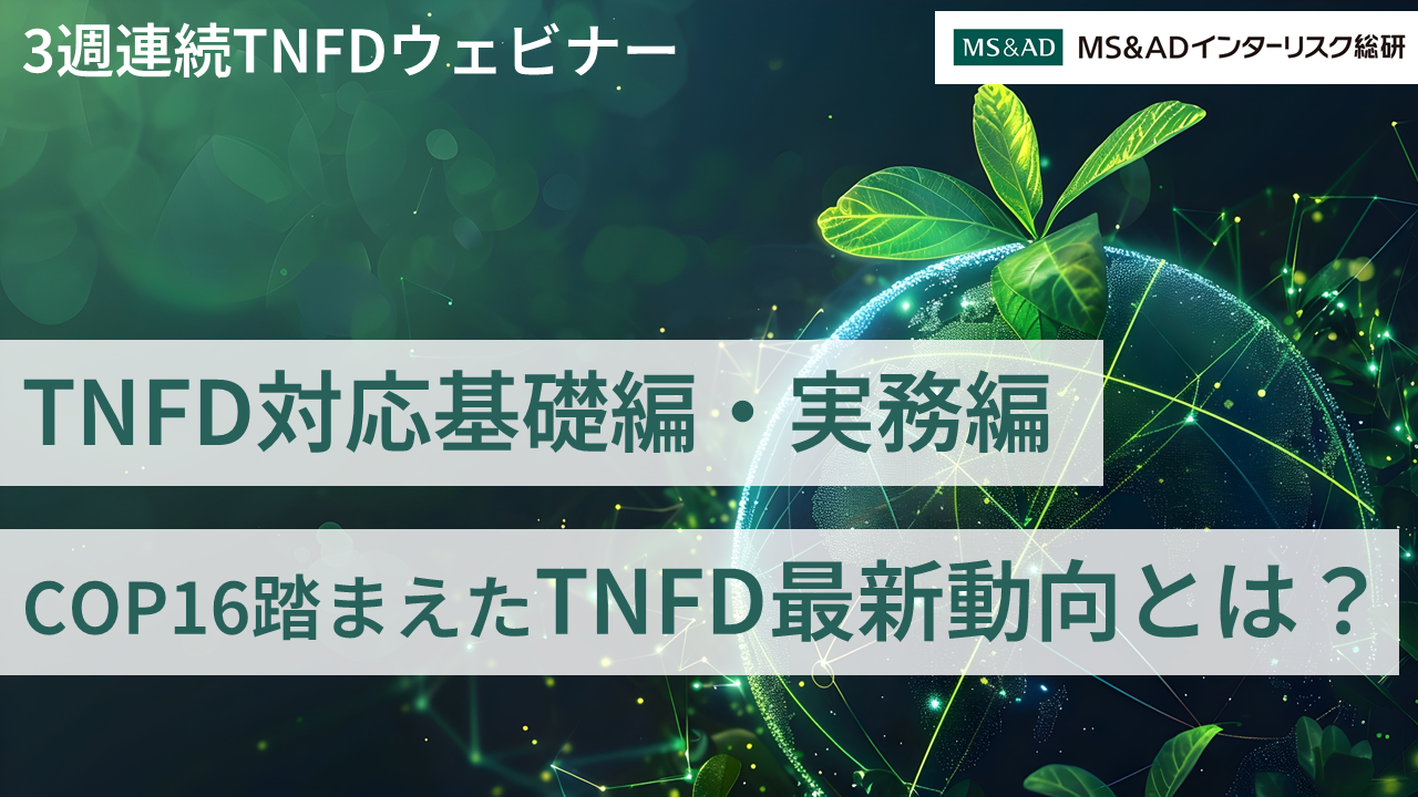 TNFD対応基礎編・実務編およびCOP16を踏まえたTNFD最新動向紹介